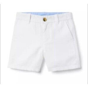 Janie and Jack Boys Linen-Cotton Short color white & adjustable waist size6 NNT